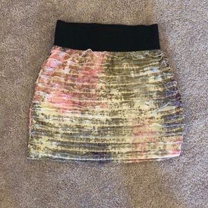 Express Multi Colored Ruffle Mini Skirt